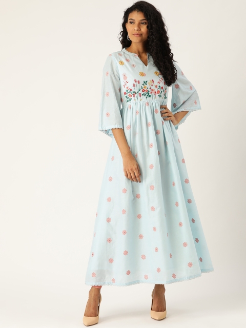 

Moda Rapido Women Blue & Pink Floral Printed Anarkali Kurta