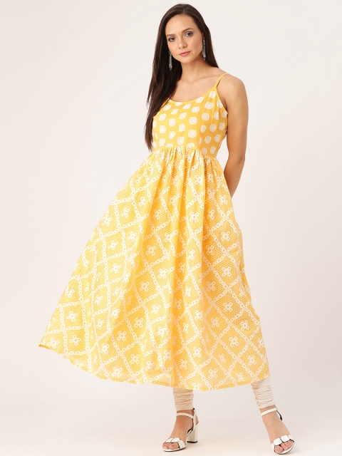 

Moda Rapido Women Yellow & White Printed A-Line Kurta