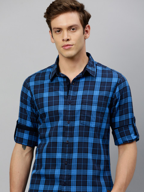 

Roadster Men Blue Regular Fit Checked Casual Shirt