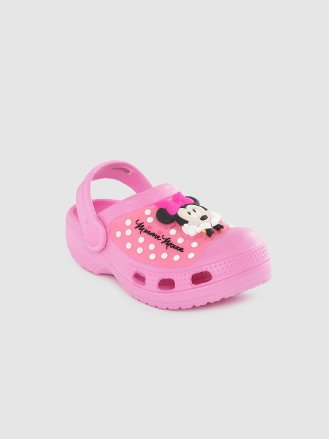 

YK Girls Pink & White Embossed Print & Minnie Mouse Applique LED Clogs