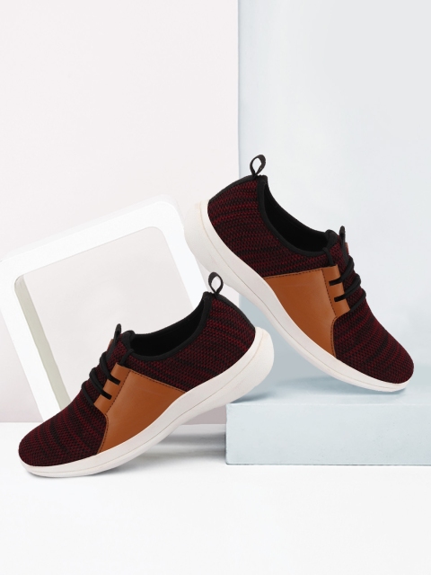 

FAUSTO Men Maroon & Brown Colourblocked Mesh Running Shoes