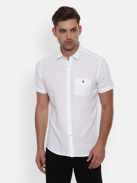 

Louis Philippe Sport Men White Slim Polka Dot Print Fit Casual Shirt