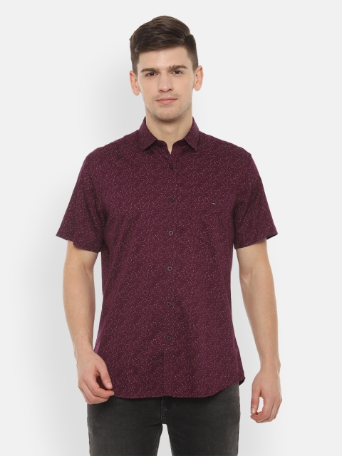 

Louis Philippe Sport Men Maroon & Black Micro Ditsy Printed Slim Fit Shirt