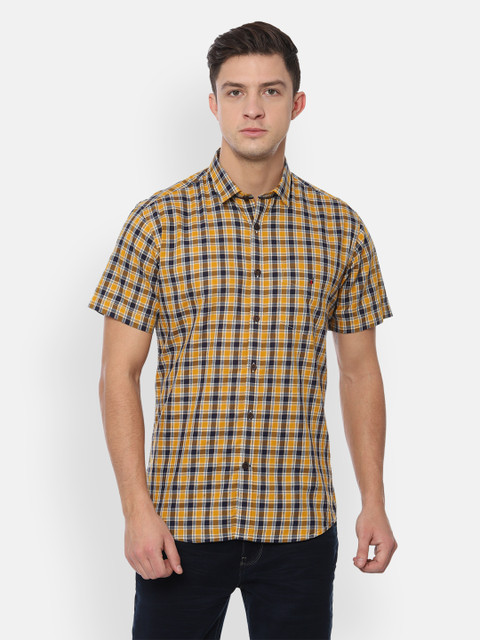 

Louis Philippe Sport Men Mustard Yellow & Black Checked Slim Fit Shirt