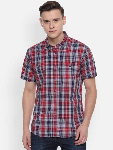 

Louis Philippe Sport Men Navy Blue & Red Checked Slim Fit Casual Shirt