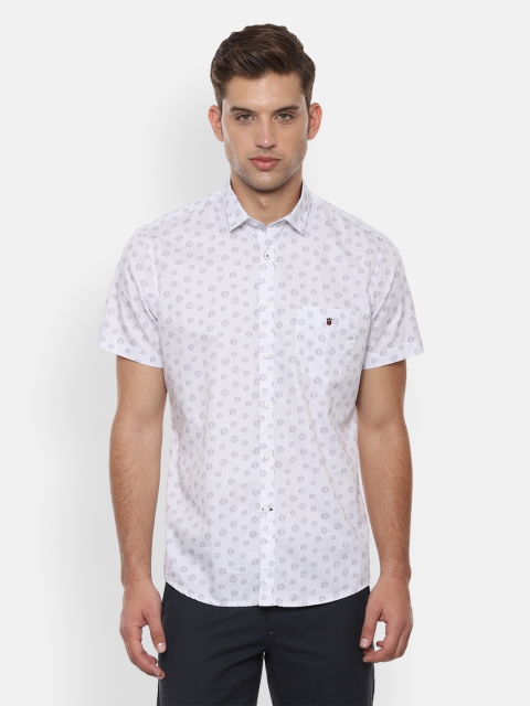 

Louis Philippe Sport Men White & Grey Geometric Print Slim Fit Casual Shirt