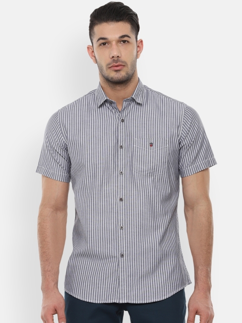 

Louis Philippe Sport Men Grey & White Striped Slim Fit Casual Shirt