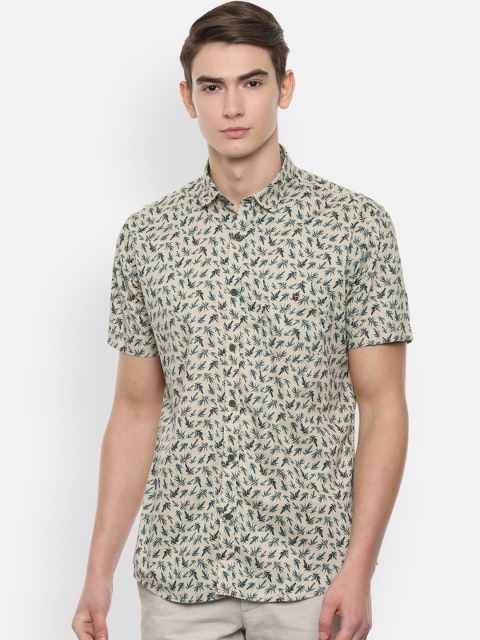 

Louis Philippe Sport Men Beige & Green Floral Print Slim Fit Casual Shirt