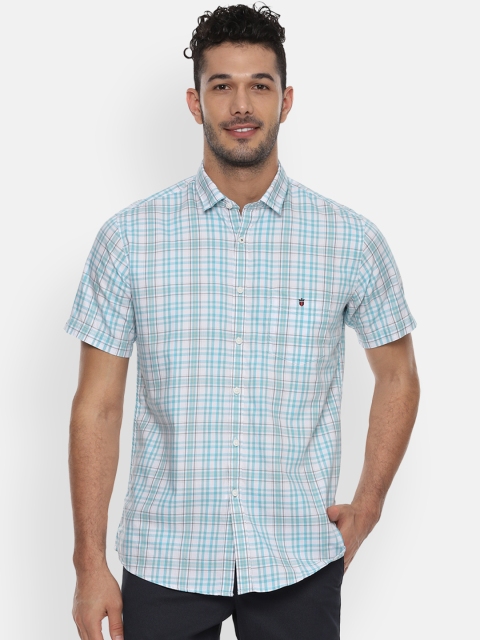 

Louis Philippe Sport Men White & Blue Slim Fit Checked Casual Shirt