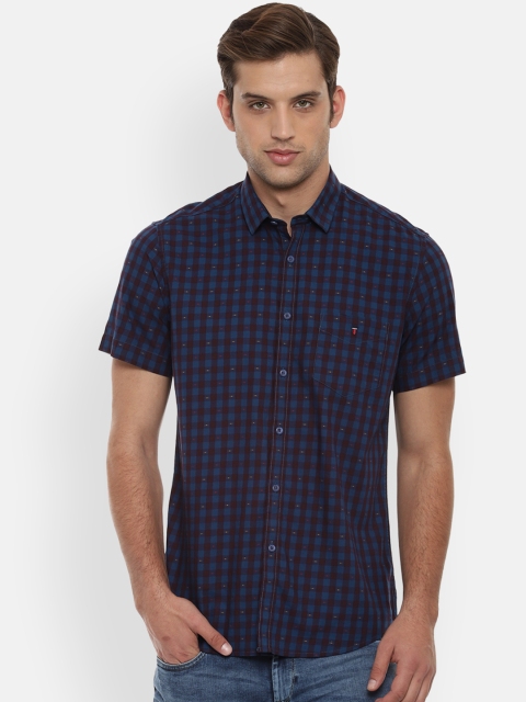 

Louis Philippe Sport Men Navy Blue & Brown Checked Slim Fit Casual Shirt