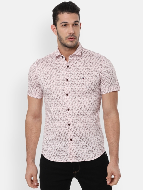 

Louis Philippe Sport Men Peach-Coloured & Burgundy Floral Printed Slim Fit Shirt