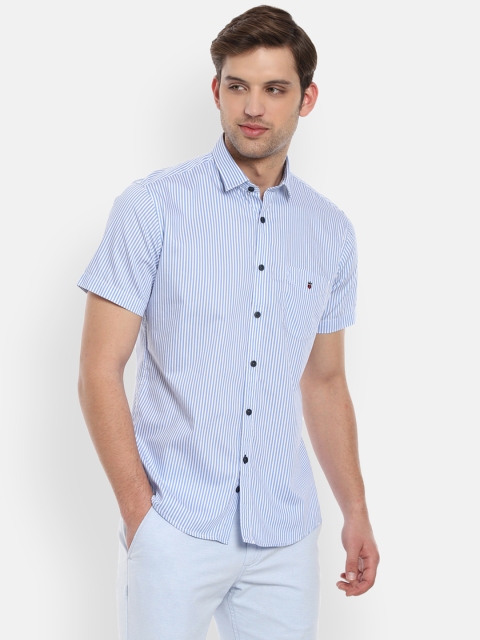 

Louis Philippe Sport Men Blue & White Striped Slim Fit Shirt