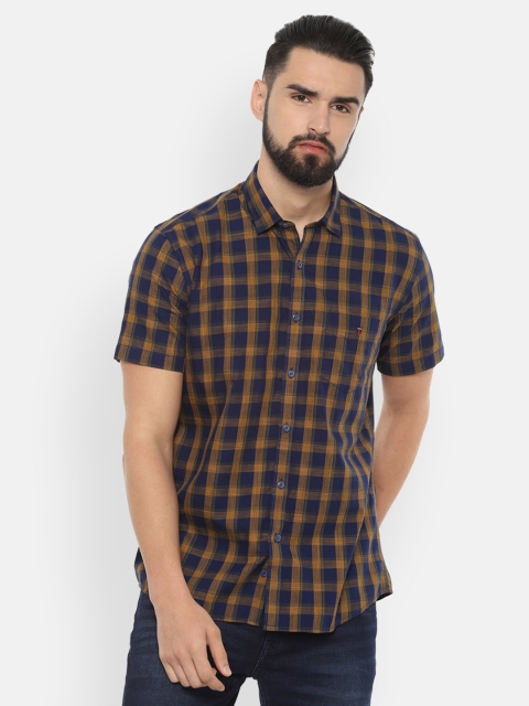 

Louis Philippe Sport Men Navy Blue & Beige Checked Slim Fit Casual Shirt