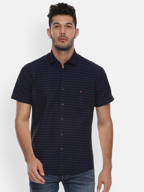 

Louis Philippe Sport Men Navy Blue Slim Fit Horizontal Striped Casual Shirt