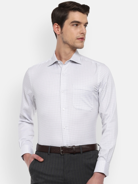 

Louis Philippe Men White Classic Fit Checked Formal Shirt