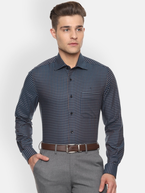 

Louis Philippe Men Navy Blue Classic Fit Checked Formal Shirt