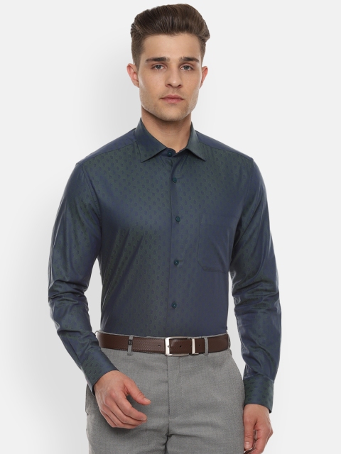 

Louis Philippe Men Grey & Navy Blue Classic Fit Self-Design Partywear Shirt