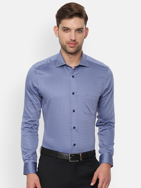

Louis Philippe Men Blue Checked Classic Fit Formal Shirt