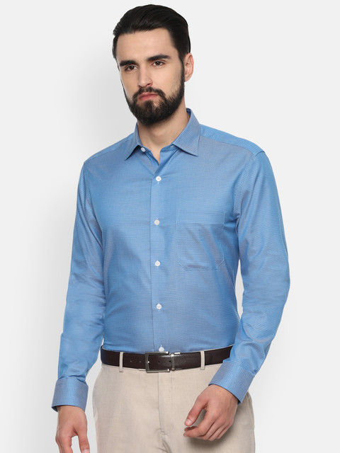 

Louis Philippe Men Blue Self Design Regular Fit Formal Shirt