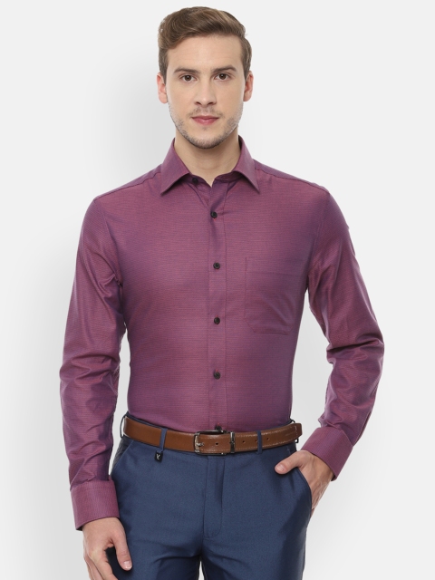 

Louis Philippe Men Burgundy Self Design Classic Regular Fit Formal Shirt