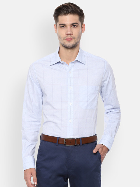 

Louis Philippe Men Blue Checked Classic Regular Fit Formal Shirt