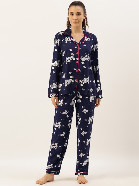

Clt.s Women Navy Blue Printed Night suit