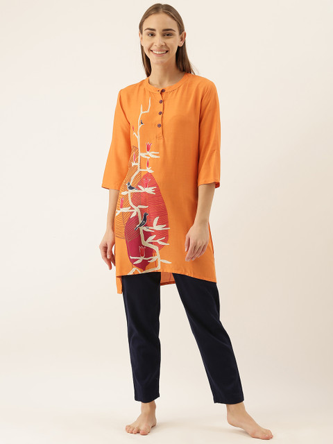 

Clt.s Women Orange Printed Night suit