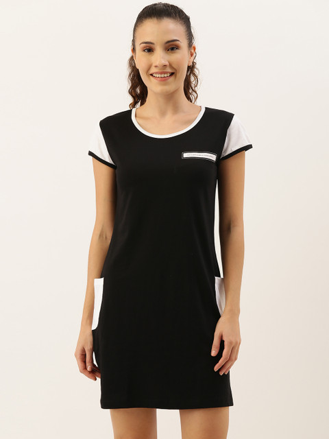 

Clt.s Black Solid Sleep Nightdress
