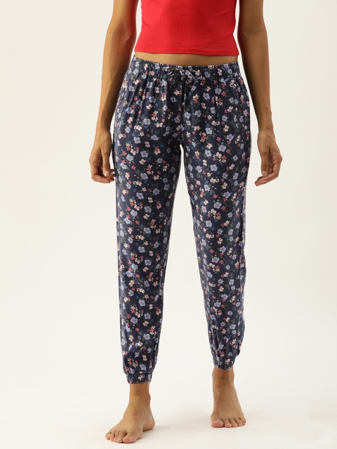 

Clt.s Women Navy Blue Floral Printed Lounge Joggers