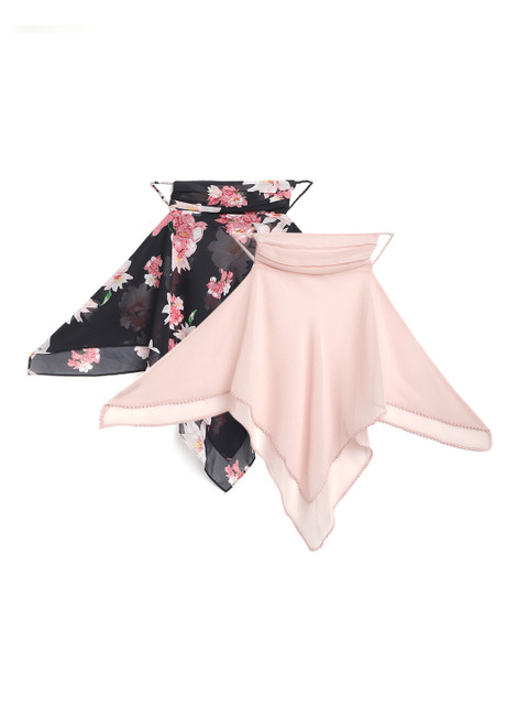 

QUIERO Women Pack of 2 Reusable 2-Ply Outdoor Cloth Scarf Masks, Pink