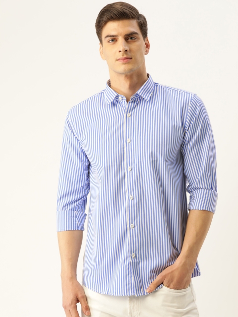 

SOJANYA Men Blue & White Classic Regular Fit Striped Casual Shirt