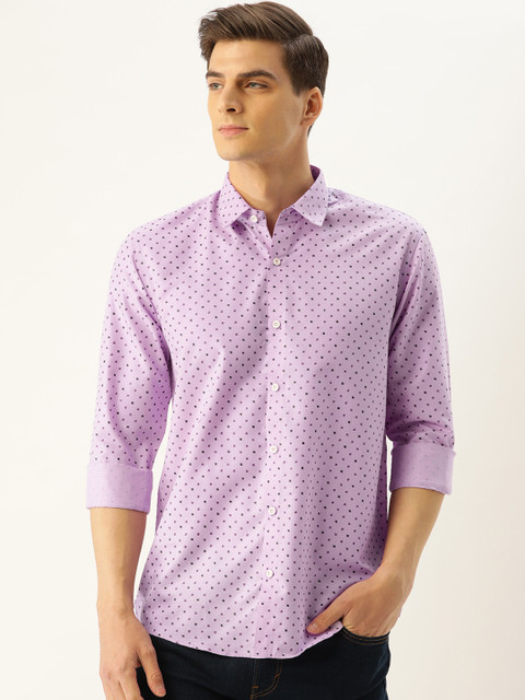 

SOJANYA Men Purple & Black Classic Regular Fit Printed Casual Shirt