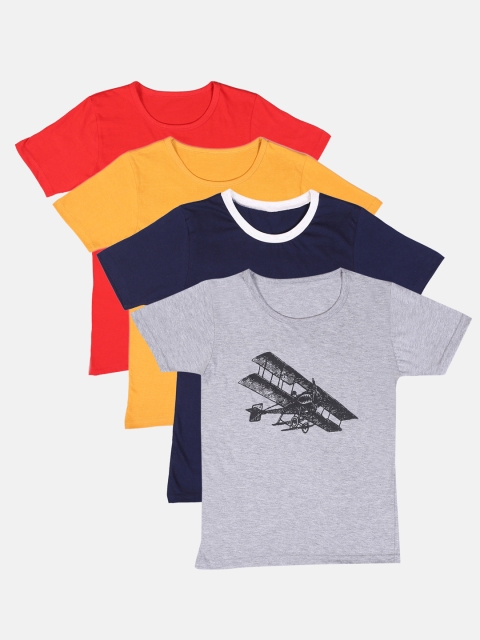 

TINY HUG Pack of 4 Boys Assorted Printed Round Neck T-shirt