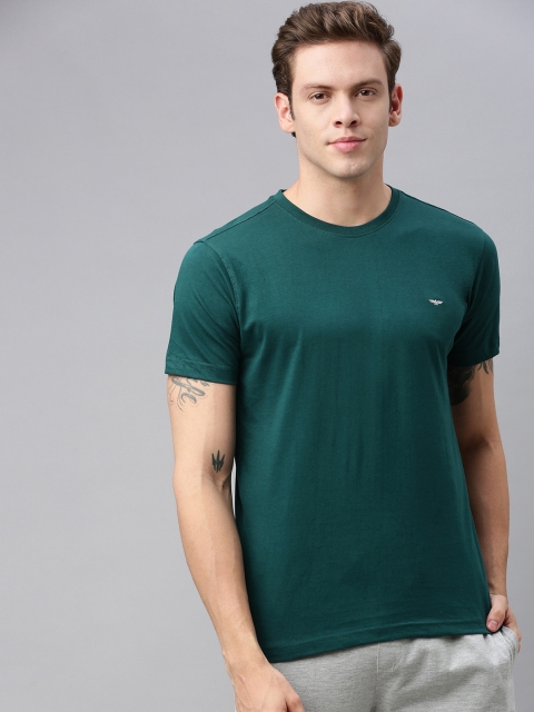 

Park Avenue Men Teal Green Solid Round Neck Lounge T-shirt