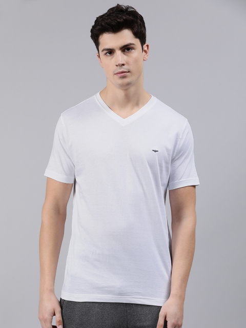 

Park Avenue Men White Solid V-Neck Lounge T-shirt