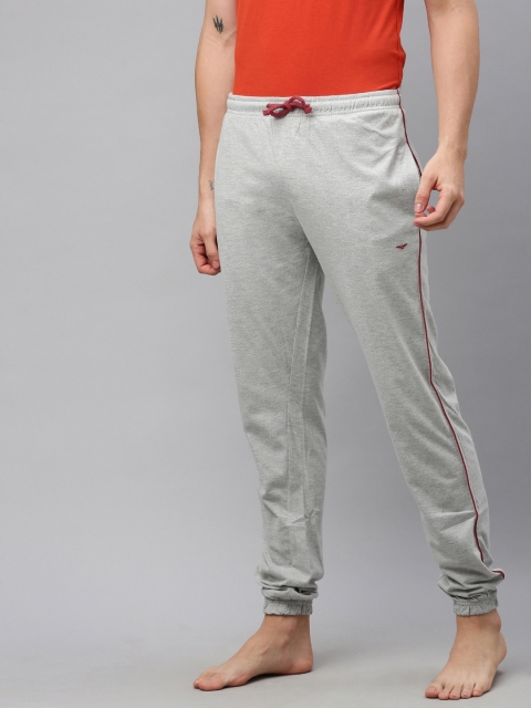 

Park Avenue Men Grey Melange Solid Lounge Pants with Side Stripes