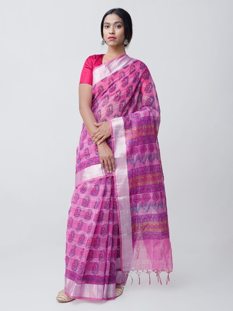 

Unnati Silks Pink Cotton Blend Printed Kota Sustainable Saree