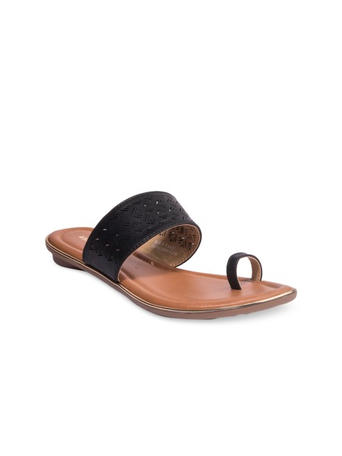 

Khadims Women Black Textured One Toe Flats