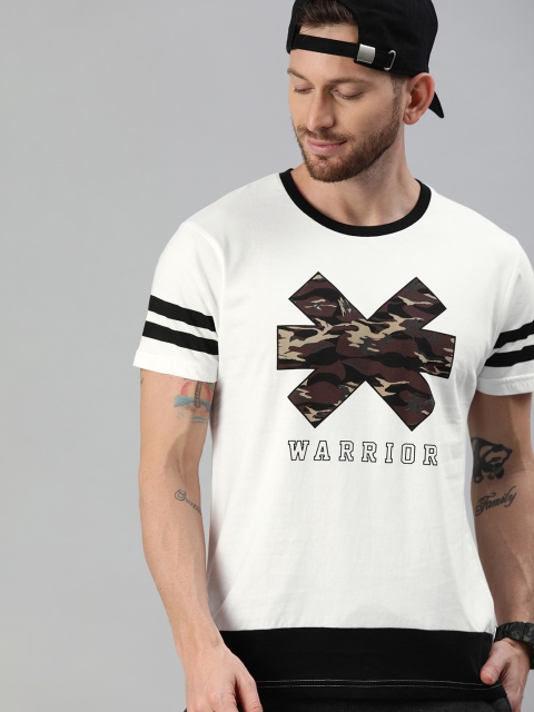 

HERE&NOW Men White Printed Round Neck T-shirt