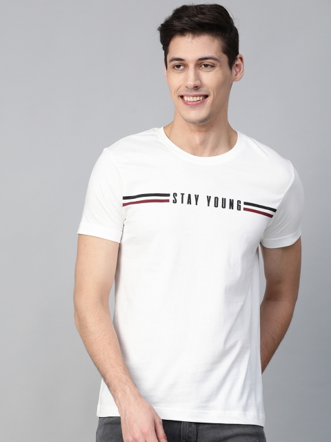 

HERE&NOW Men White Printed Round Neck T-shirt