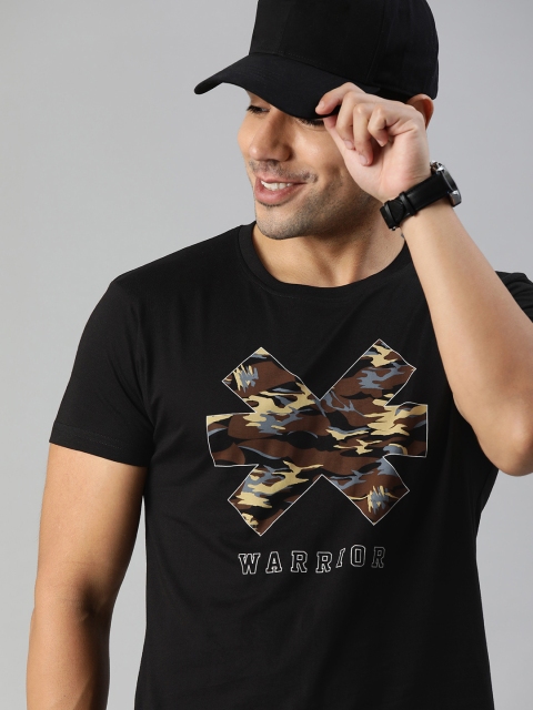 

HERE&NOW Men Black Printed Round Neck T-shirt