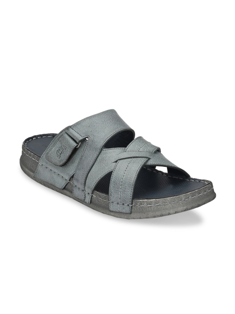 

Hitz Men Grey Solid Leather Comfort Sandals