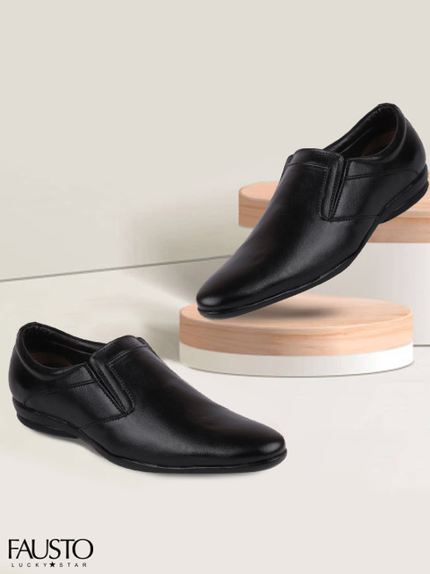 

FAUSTO Men Black Solid Formal Slip-Ons