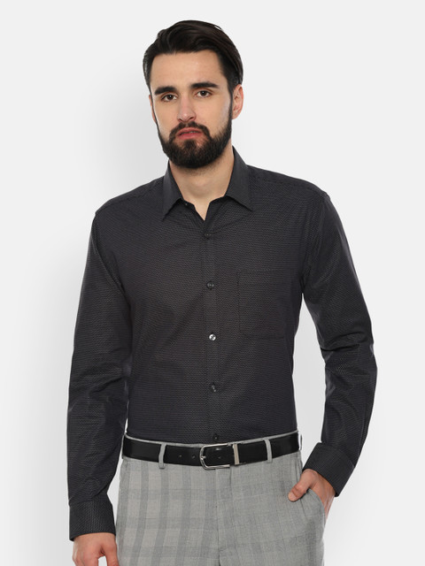 

Louis Philippe Men Black Slim Fit Self Design Formal Shirt
