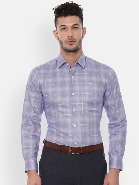 

Louis Philippe Men Purple Classic Slim Fit Checked Formal Shirt