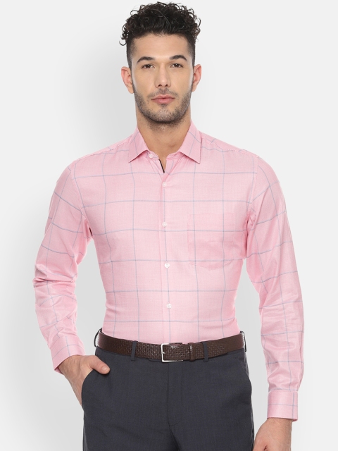 

Louis Philippe Men Pink Classic Slim Fit Checked Formal Shirt