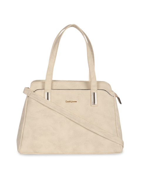 

David Jones Cream-Coloured Solid Satchel Bag