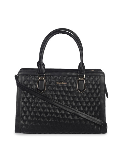 

David Jones Black Self Design Satchel Bag