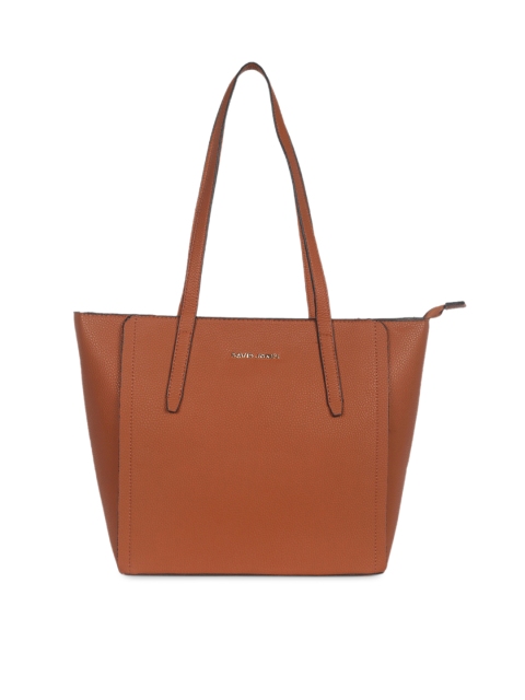 

David Jones Tan Brown Solid Tote Bag