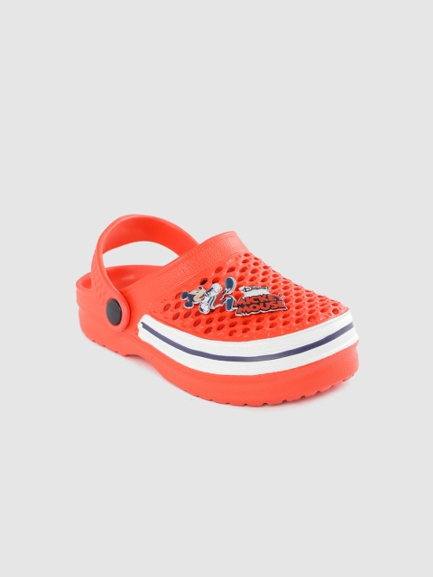 

YK Boys Coral Red Mickey Mouse Applique Clogs